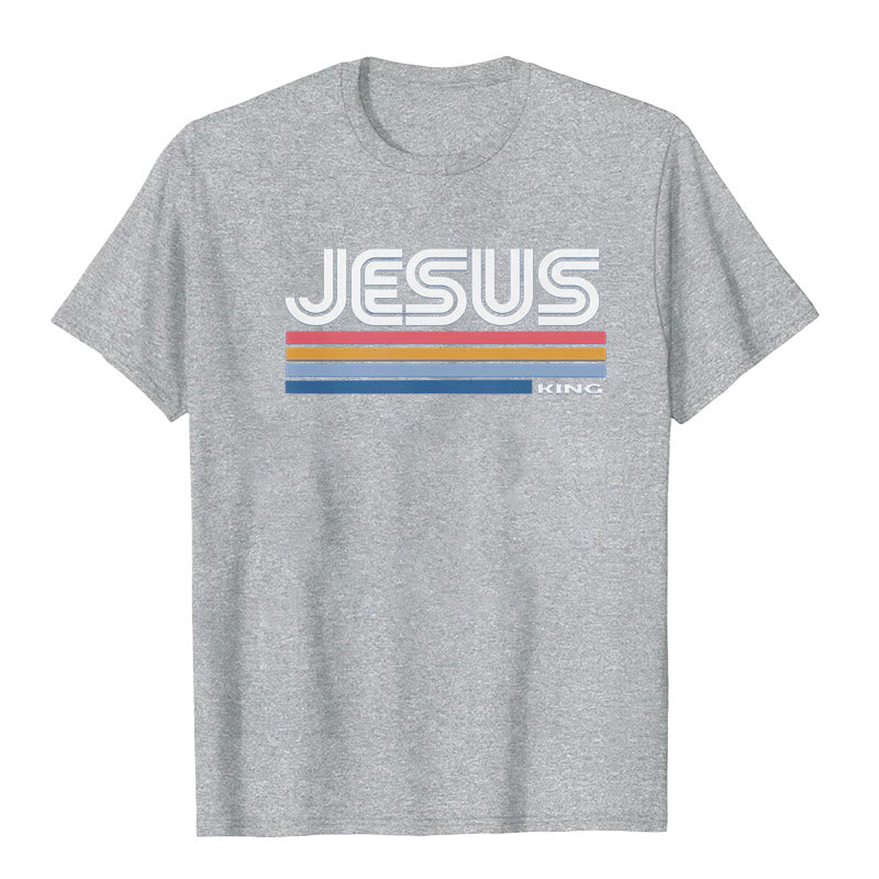 Christianartworkshop Retro Jesus King T-Shirt - Grey - 2XL - image 8