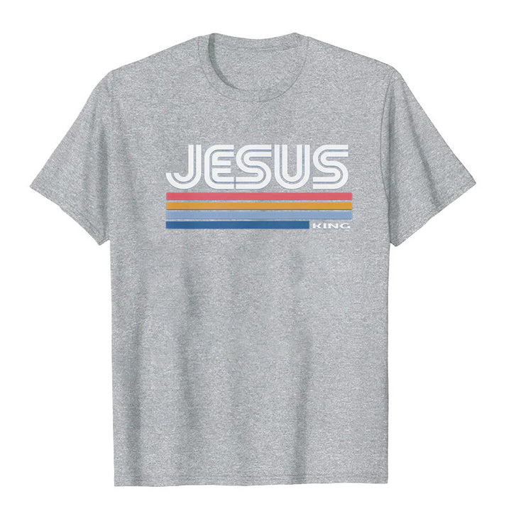 Christianartworkshop Retro Jesus King T-Shirt - Grey - 2XL - image 8