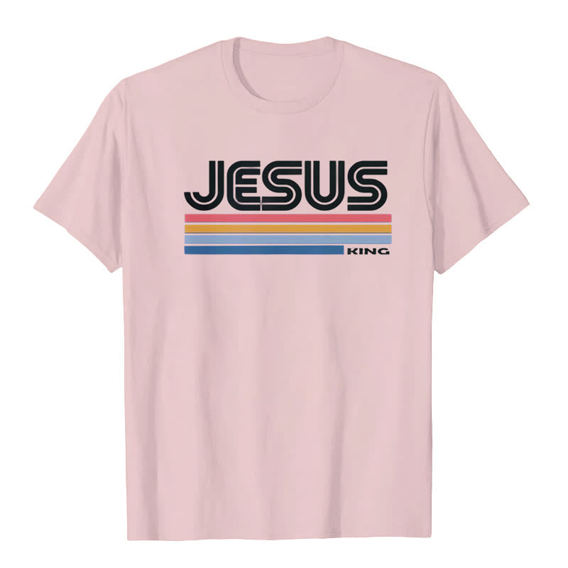 Christianartworkshop Retro Jesus King T-Shirt - Pink - 2XL - image 4