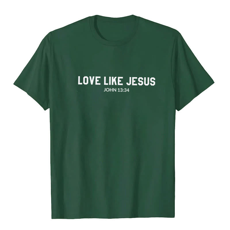 Christianartworkshop Love Like Jesus T-Shirt - Dark Green - 2XL - image 6