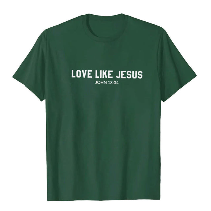 Christianartworkshop Love Like Jesus T-Shirt - Dark Green - 2XL - image 6