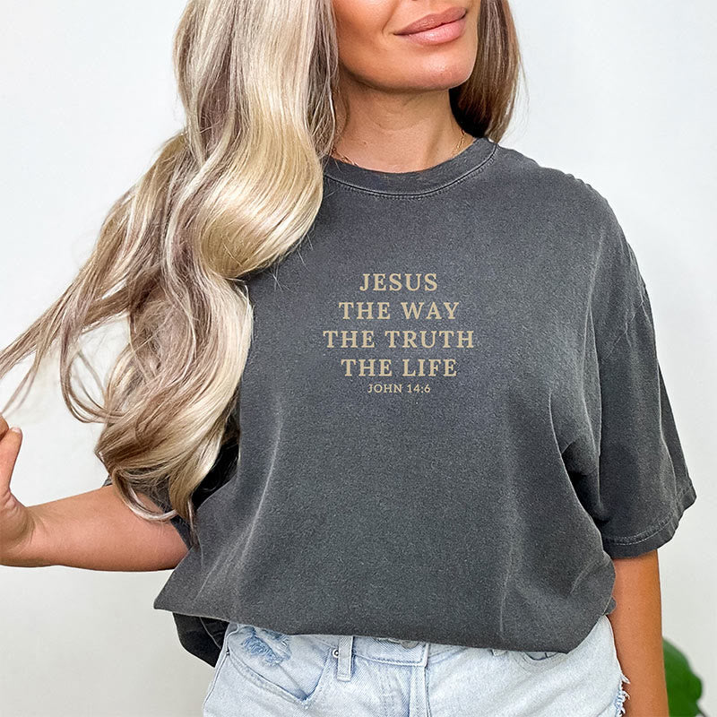 Christianartworkshop Jesus is The Way The Truth The Life - John 14:6 Colorful T-Shirt