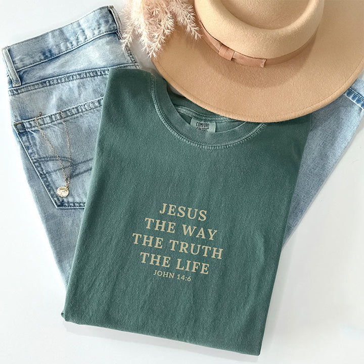 Christianartworkshop Jesus is The Way The Truth The Life - John 14:6 Colorful T-Shirt