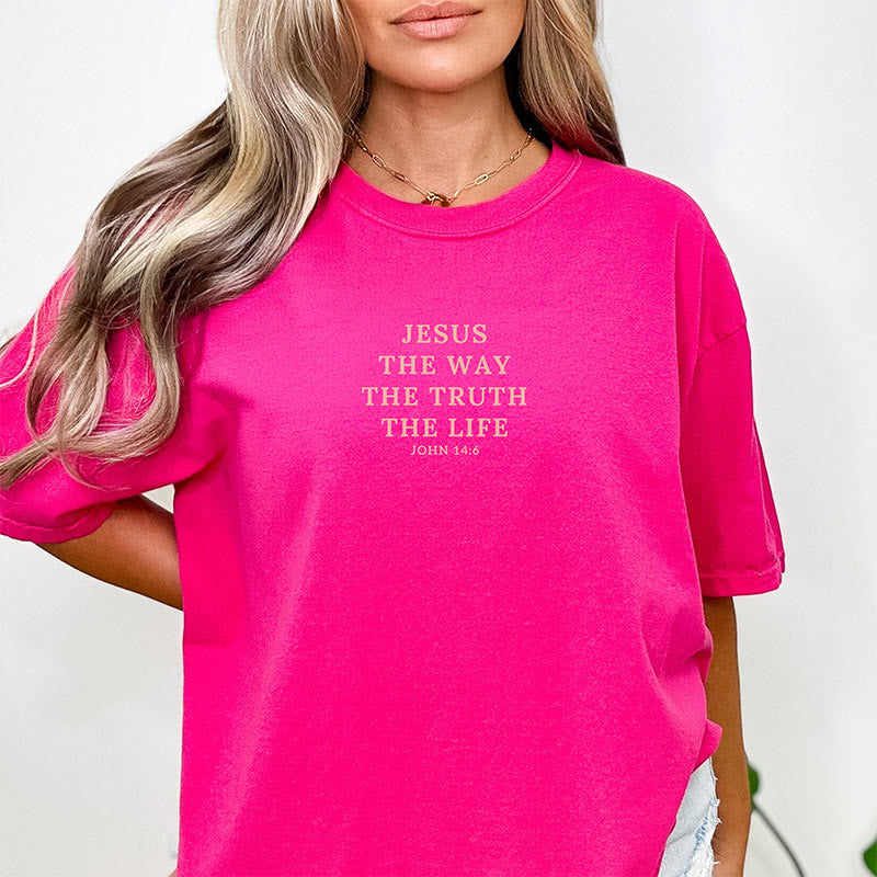 Christianartworkshop Jesus is The Way The Truth The Life - John 14:6 Colorful T-Shirt