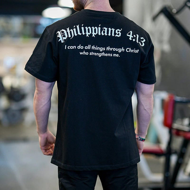 Christianartworkshop Philippians 4:13 "I Can Do All Things" Strength T-Shirt
