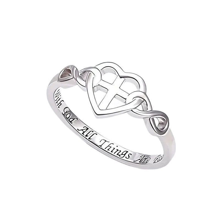 Christianartworkshop Heart Cross Faith - Bonded Ring: With God, All Things Are Possible - image 3