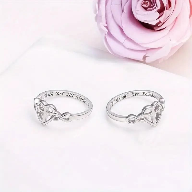 Christianartworkshop Heart Cross Faith - Bonded Ring: With God, All Things Are Possible - image 4