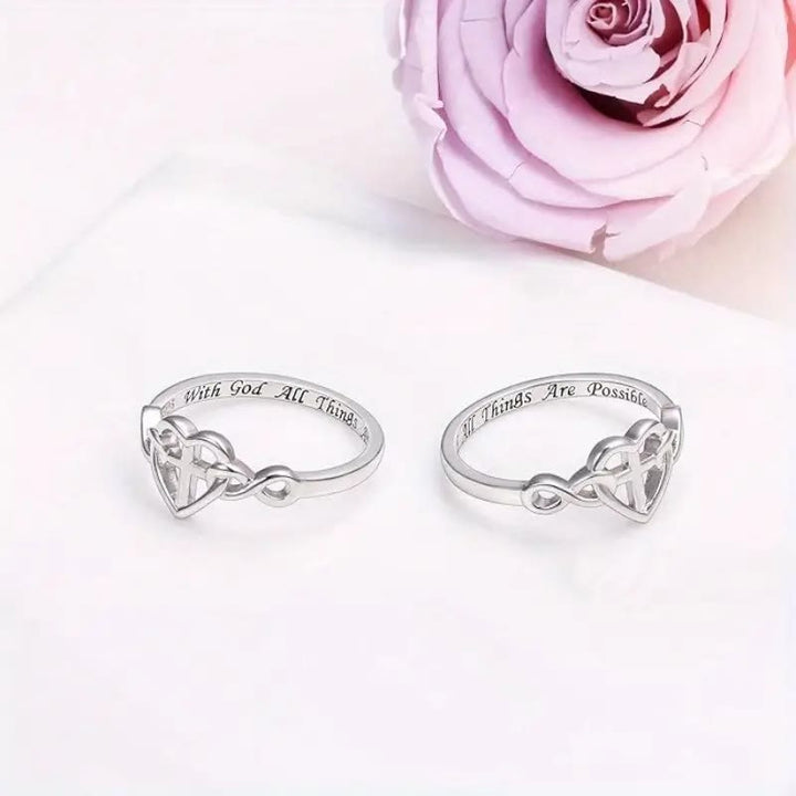 Christianartworkshop Heart Cross Faith - Bonded Ring: With God, All Things Are Possible - image 4