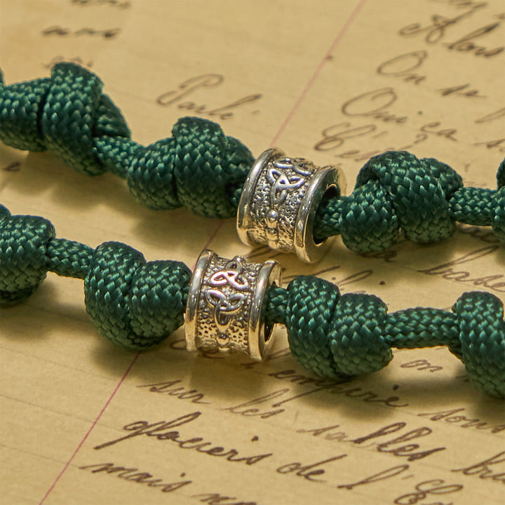 Christianartworkshop PRAYERFUL FAITH: St. Patrick Medal Dark Green Handmade Paracord Knotted Rosary - image 6