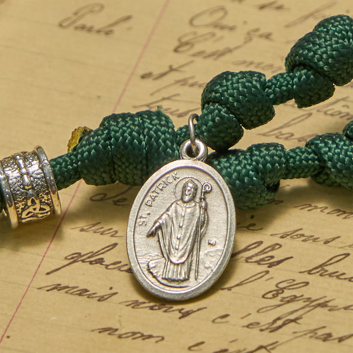 Christianartworkshop PRAYERFUL FAITH: St. Patrick Medal Dark Green Handmade Paracord Knotted Rosary - image 5