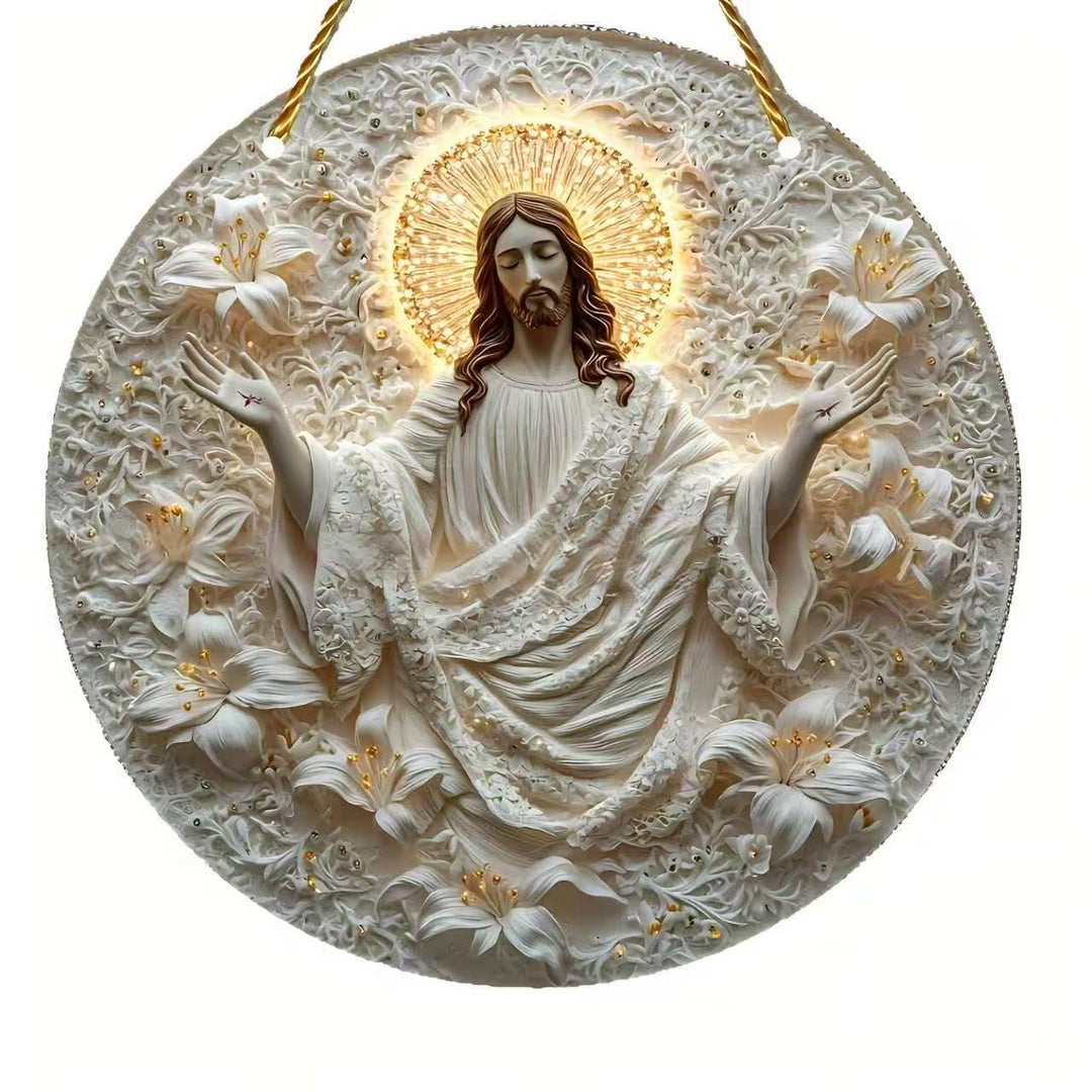 Christianartworkshop Jesus & Flower Round Hanging Ornaments: A Symbol of Divine Spirit