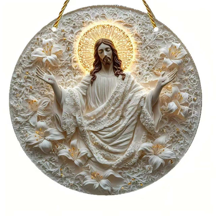 Christianartworkshop Jesus & Flower Round Hanging Ornaments: A Symbol of Divine Spirit