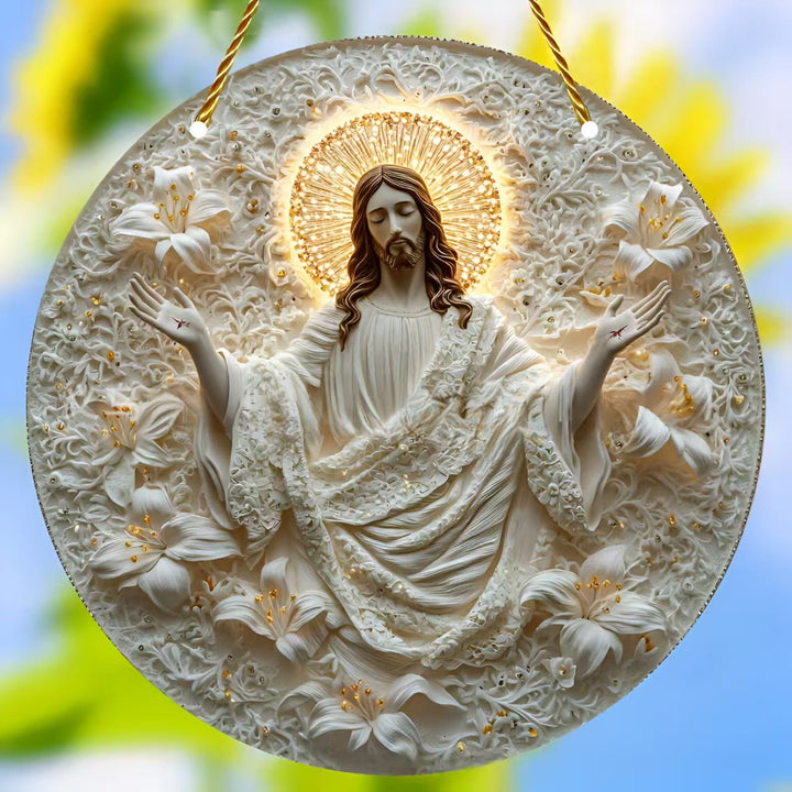 Christianartworkshop Jesus & Flower Round Hanging Ornaments: A Symbol of Divine Spirit