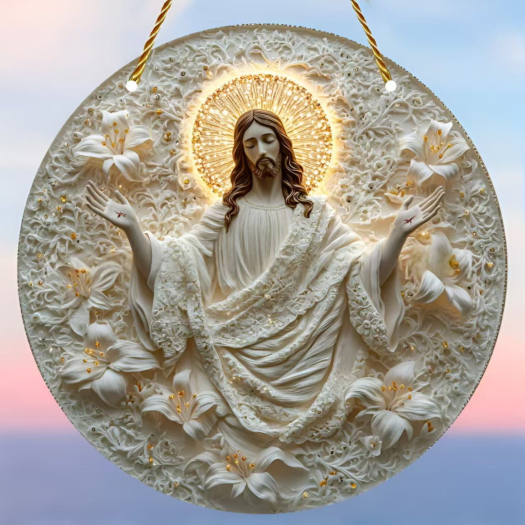 Christianartworkshop Jesus & Flower Round Hanging Ornaments: A Symbol of Divine Spirit