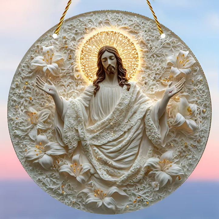 Christianartworkshop Jesus & Flower Round Hanging Ornaments: A Symbol of Divine Spirit