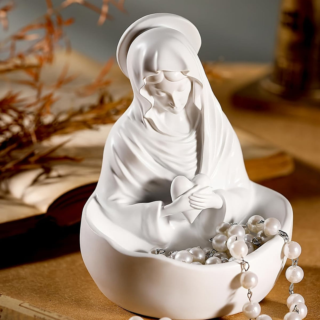 Christianartworkshop Our Lady White Resin Rosary Holder Container: Carrying the Beauty of Faith - Our Lady - image 0