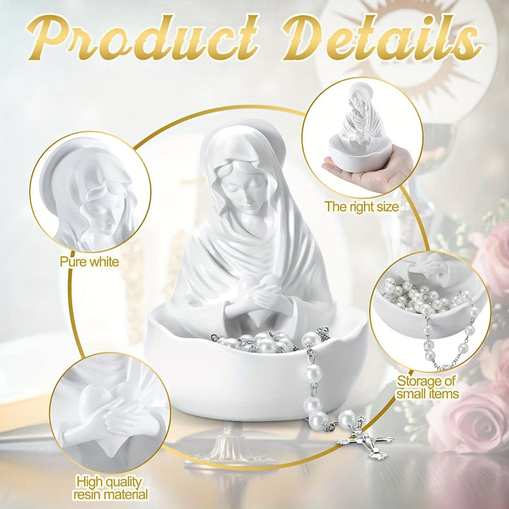 Christianartworkshop Our Lady White Resin Rosary Holder Container: Carrying the Beauty of Faith
