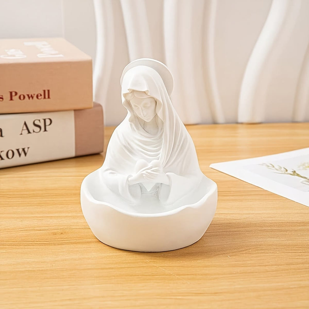 Christianartworkshop Our Lady White Resin Rosary Holder Container: Carrying the Beauty of Faith - image 1