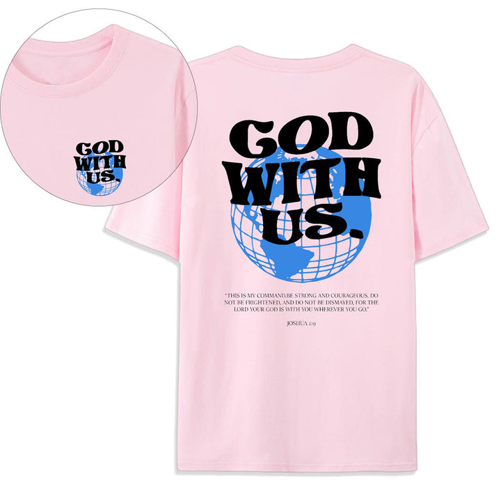 Christianartworkshop God With Us Cotton T-Shirt
