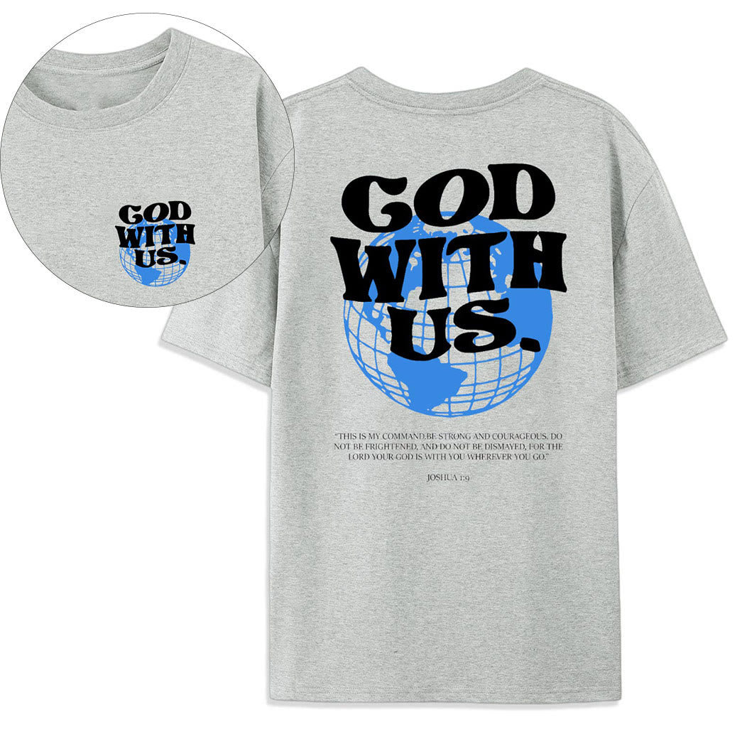 Christianartworkshop God With Us Cotton T-Shirt - Grey - 2XL - image 9