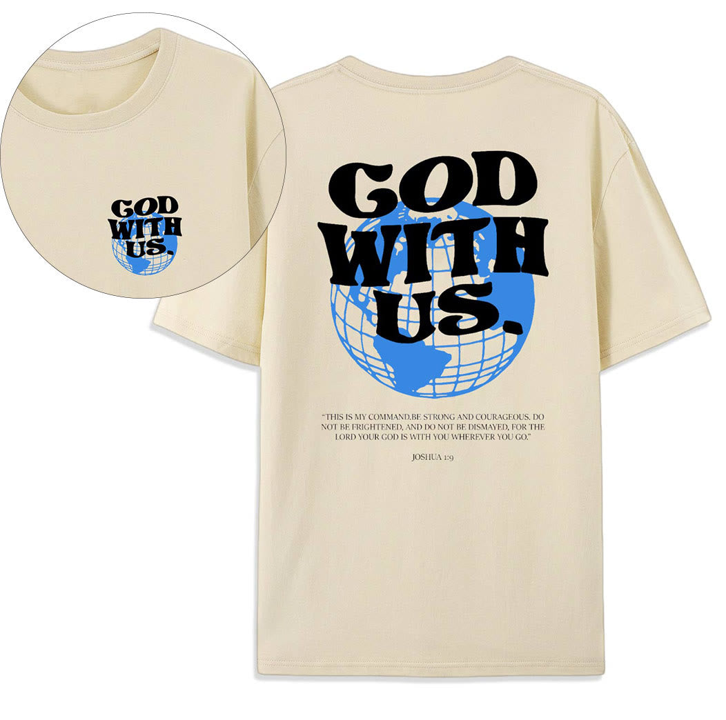 Christianartworkshop God With Us Cotton T-Shirt