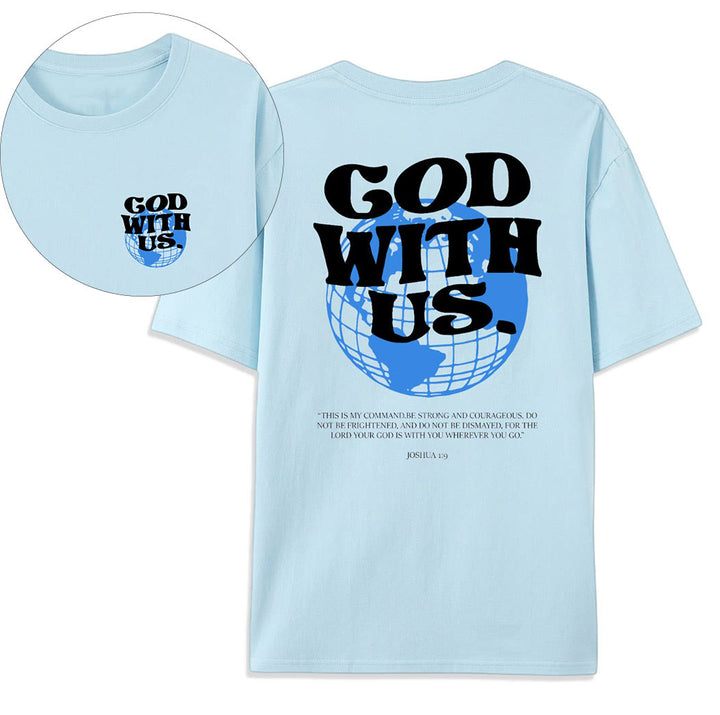 Christianartworkshop God With Us Cotton T-Shirt - Blue - 2XL - image 15