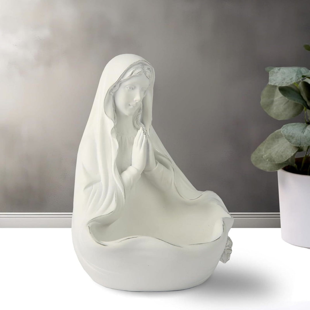Christianartworkshop Our Lady white Rosary Holder Container: Embracing Tranquility with Divine Grace - image 1
