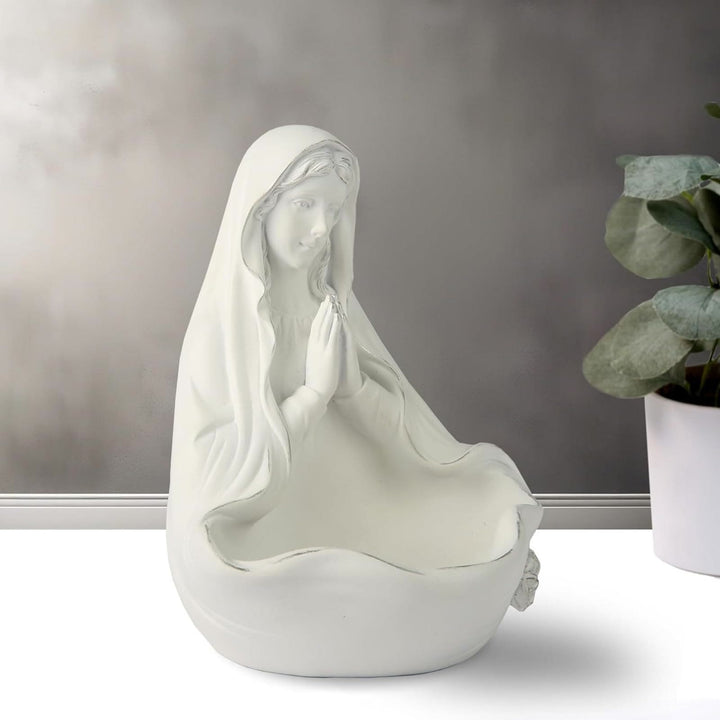 Christianartworkshop Our Lady white Rosary Holder Container: Embracing Tranquility with Divine Grace - image 1