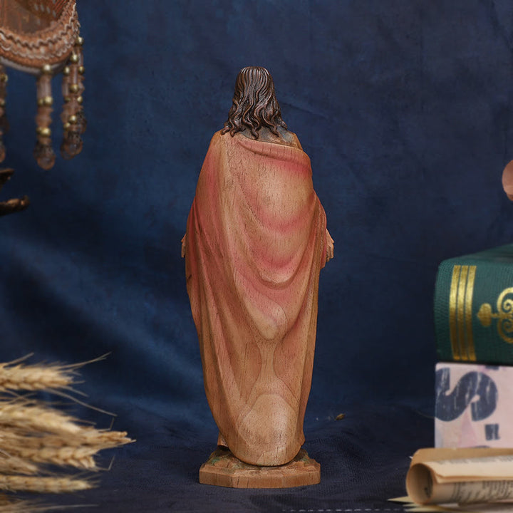 Christianartworkshop Jesus Wooden Desktop Ornament: Carrying Faith and Delivering Divine Salvation