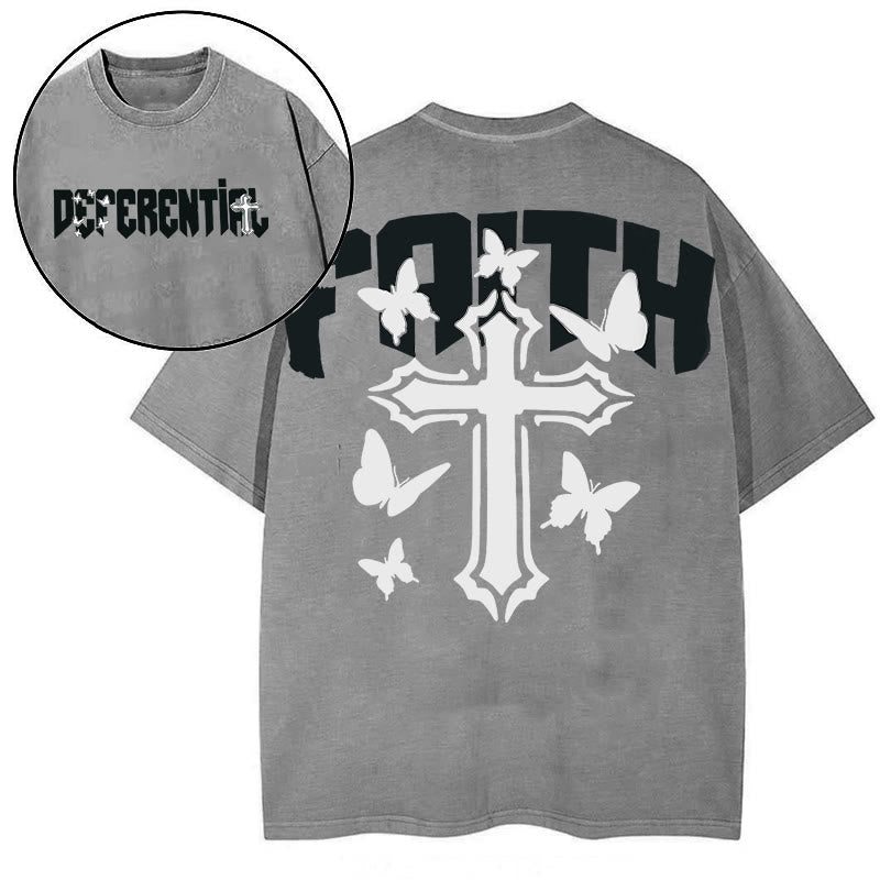 Christianartworkshop "FAITH" Short Sleeve T-shirt - Grey - 2XL - image 10