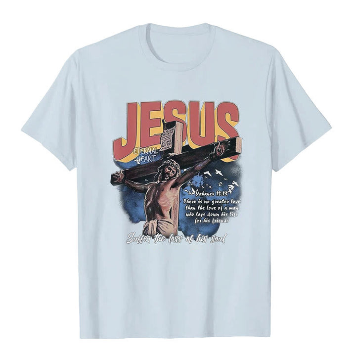 Christianartworkshop Jesus Short Sleeve T-shirt - Blue - 2XL - image 3