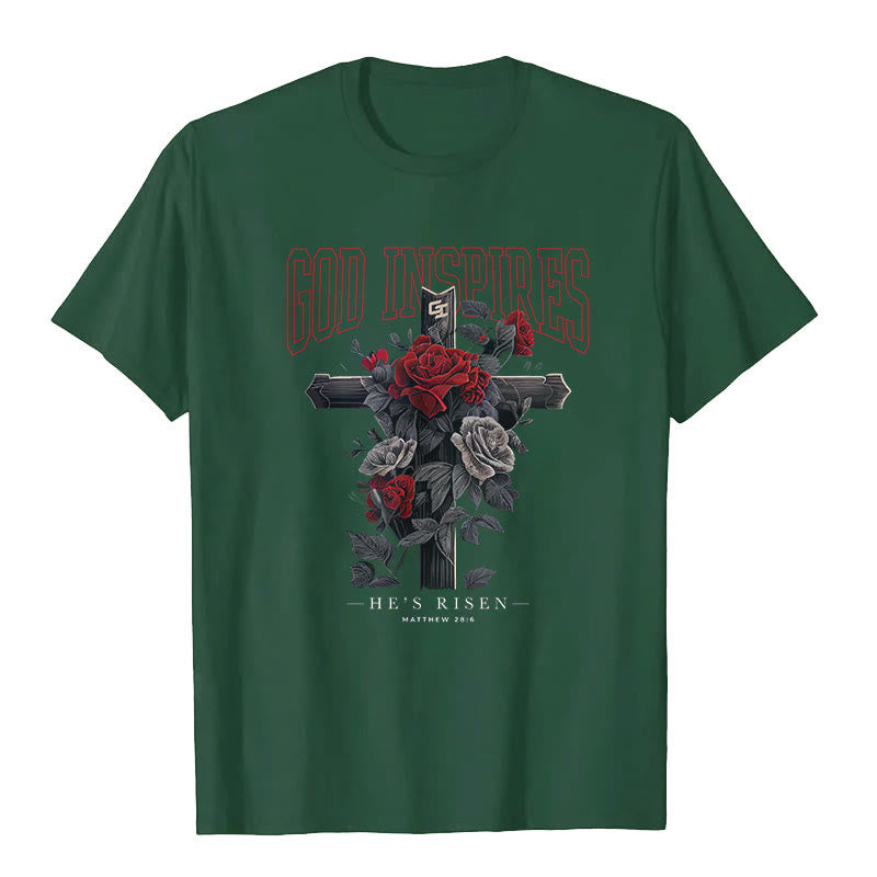 Christianartworkshop "GOD INSPIRES" T-shirt - Dark Green - 2XL - image 6