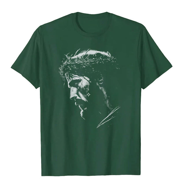Christianartworkshop Jesus Crown of Thorns T-shirt - Dark Green - 2XL - image 1