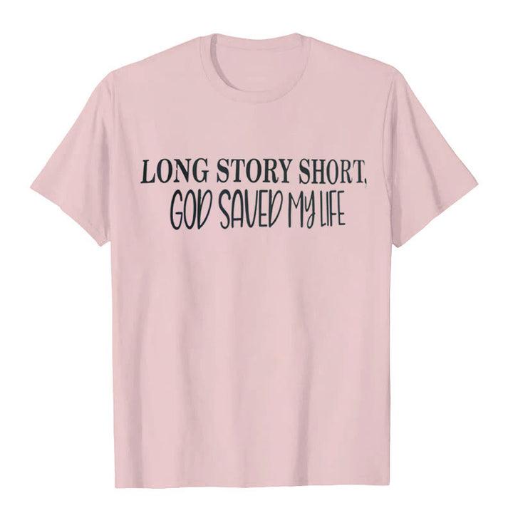 Christianartworkshop "LONG STORY SHORT, GOD SAVED MY LIFE" T-shirt - Pink - 2XL - image 4