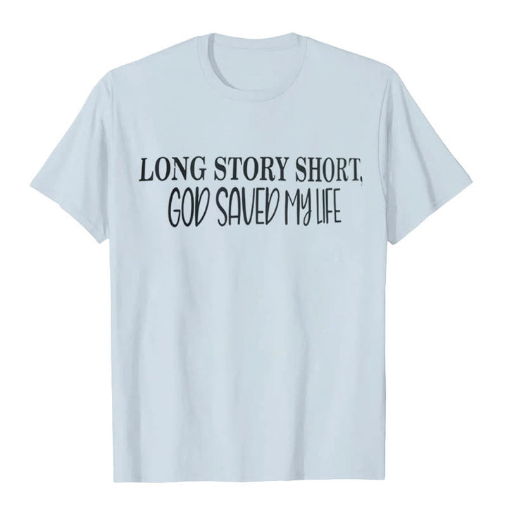 Christianartworkshop "LONG STORY SHORT, GOD SAVED MY LIFE" T-shirt - Blue - 2XL - image 3
