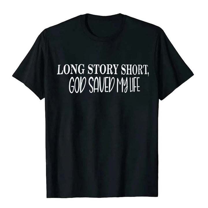 Christianartworkshop "LONG STORY SHORT, GOD SAVED MY LIFE" T-shirt - Black - 2XL - image 1