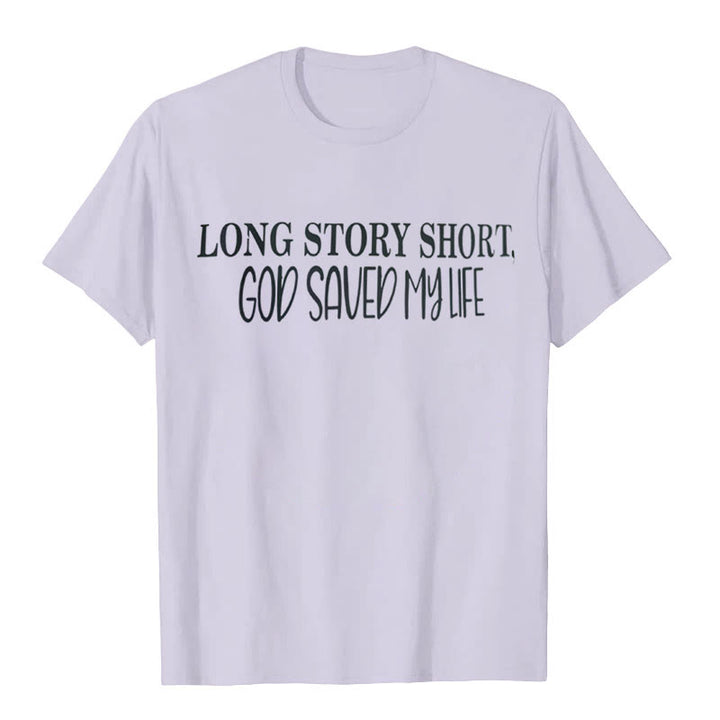 Christianartworkshop "LONG STORY SHORT, GOD SAVED MY LIFE" T-shirt - Purple - 2XL - image 7