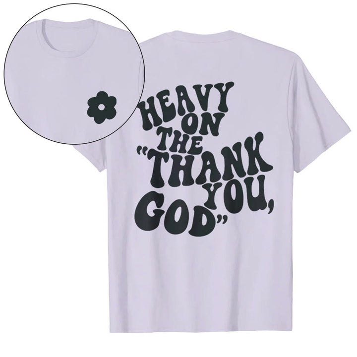 Christianartworkshop "HEAVY ON THE 'THANK YOU, GOD'" T-shirt - Purple - 2XL - image 21
