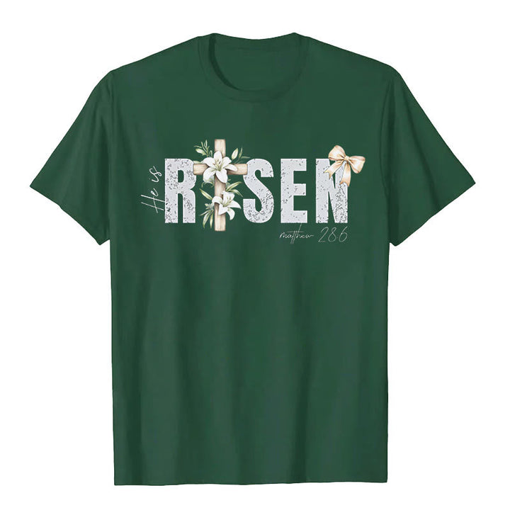 Christianartworkshop "He is RISEN" Short Sleeve T-shirt - Dark Green - 2XL - image 8