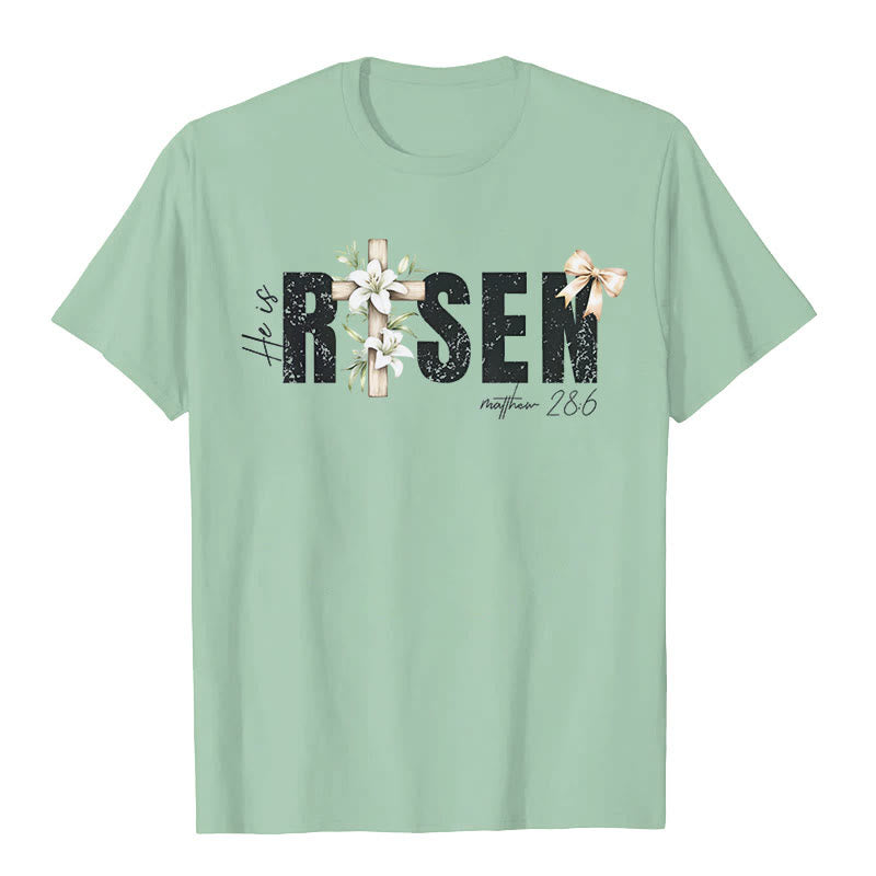 Christianartworkshop "He is RISEN" Short Sleeve T-shirt - Light Green - 2XL - image 7