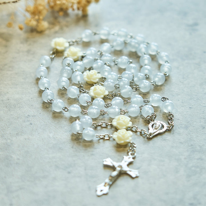 Christianartworkshop Luminous Beads with Flower Rose Glow-in-dark Divine Grace Rosary - image 2