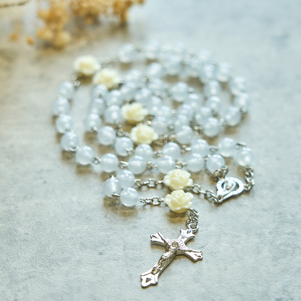 Christianartworkshop Luminous Beads with Flower Rose Glow-in-dark Divine Grace Rosary - image 1