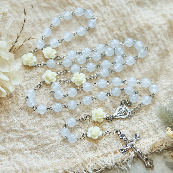 Christianartworkshop Luminous Beads with Flower Rose Glow-in-dark Divine Grace Rosary - image 3