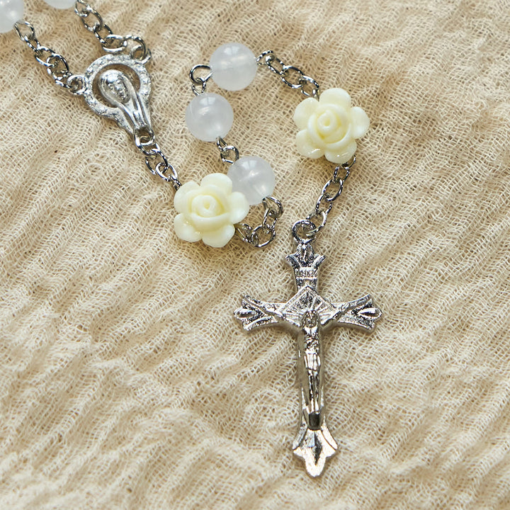 Christianartworkshop Luminous Beads with Flower Rose Glow-in-dark Divine Grace Rosary