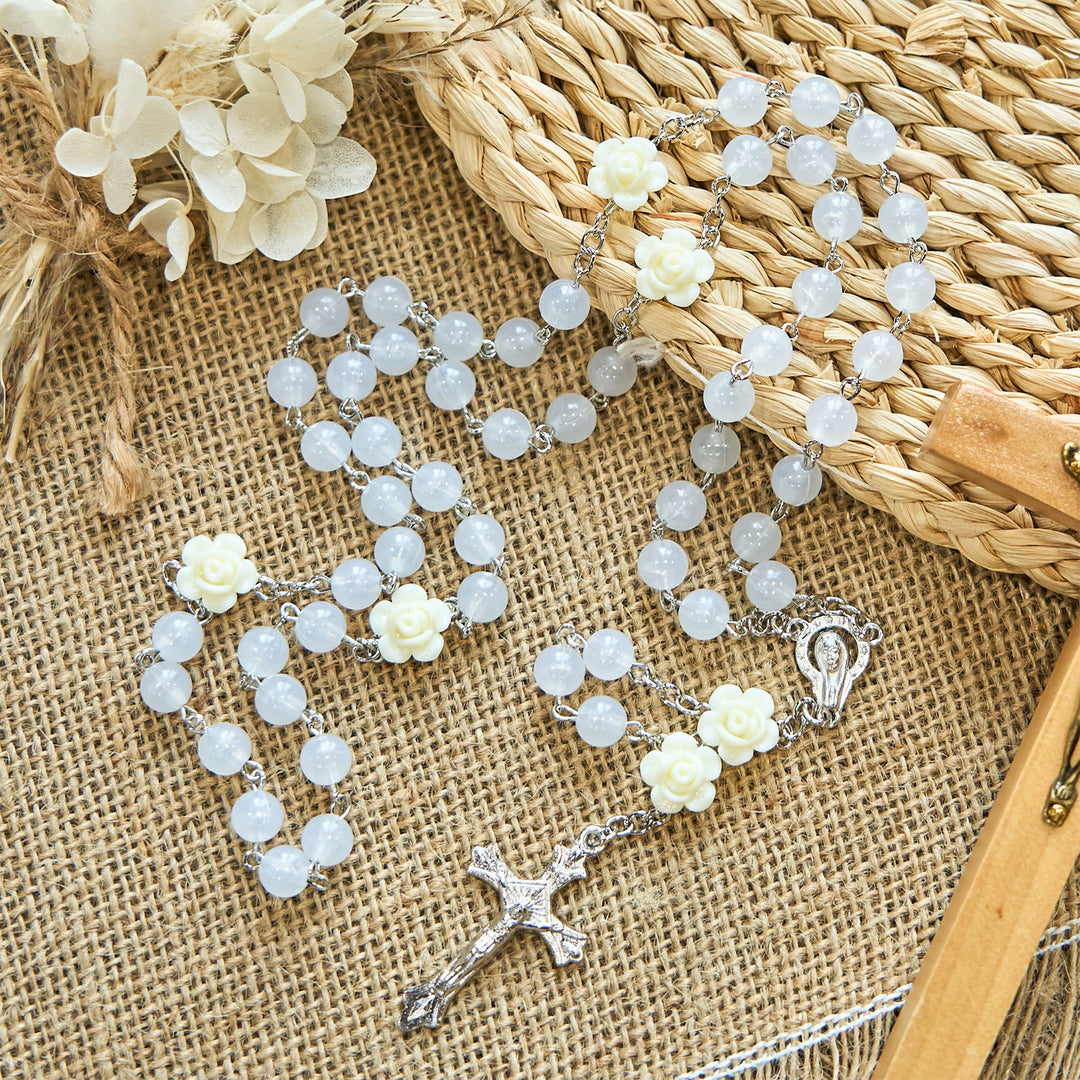 Christianartworkshop Luminous Beads with Flower Rose Glow-in-dark Divine Grace Rosary - Luminous Beads - image 0