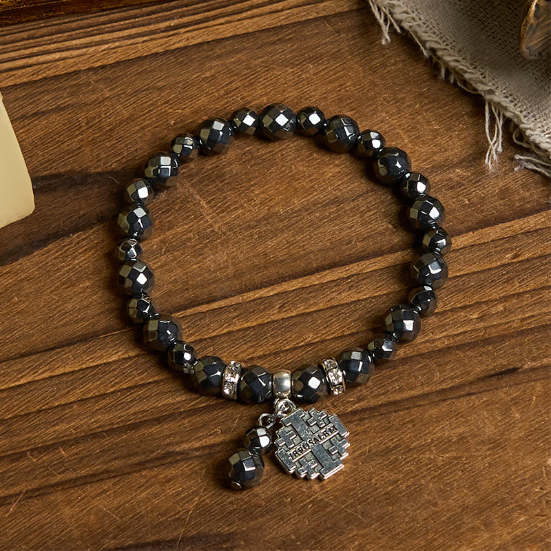 Christianartworkshop Shiny Black Gallstone Jerusalem - Inspired Bracelet: A Symbol of Faith