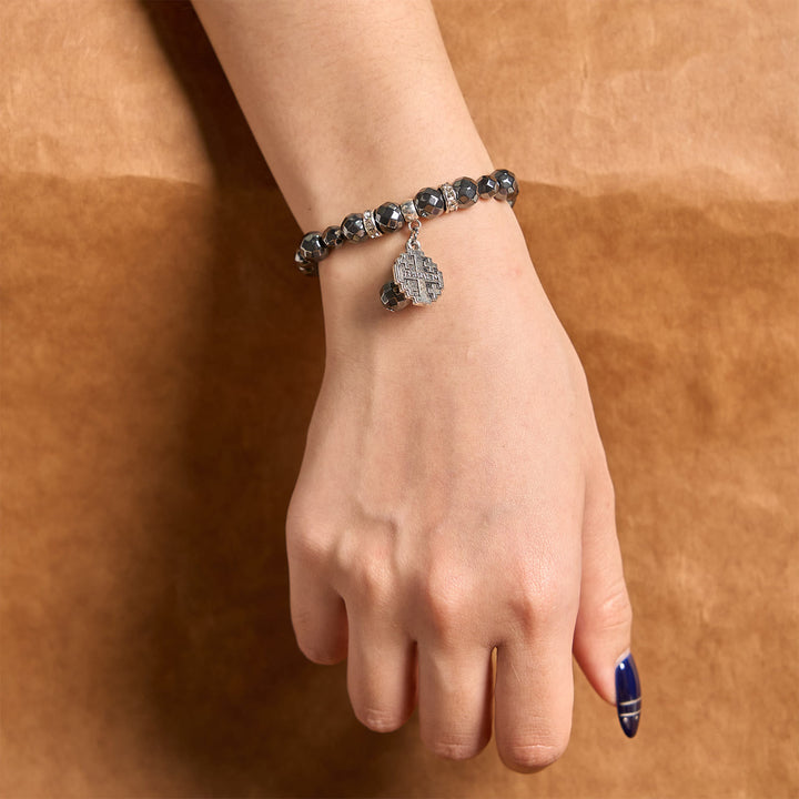 Christianartworkshop Shiny Black Gallstone Jerusalem - Inspired Bracelet: A Symbol of Faith