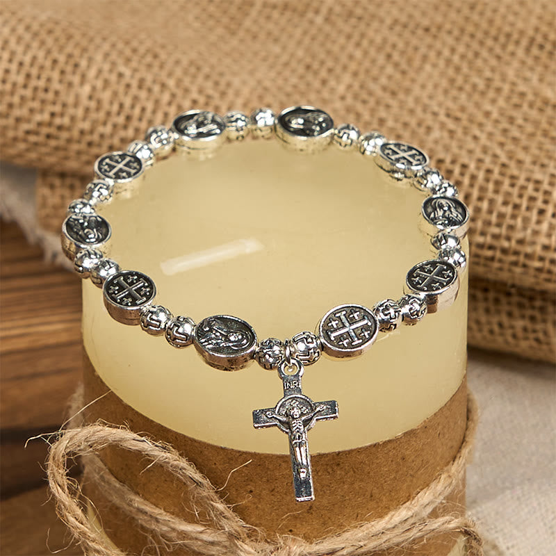 Christianartworkshop Our Lady Medal Sacred Symbol Crucifix Metal Bracelet: A Token of Devotion - image 4