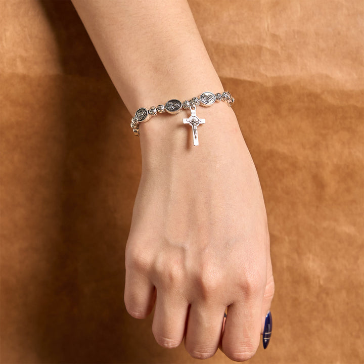 Christianartworkshop Our Lady Medal Sacred Symbol Crucifix Metal Bracelet: A Token of Devotion - image 2