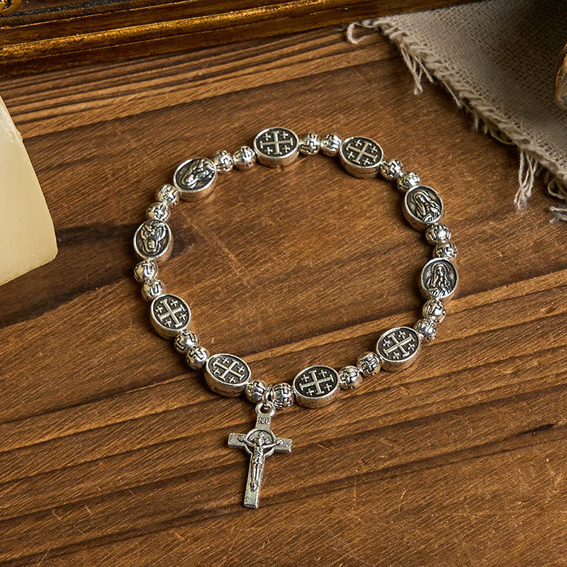 Christianartworkshop Our Lady Medal Sacred Symbol Crucifix Metal Bracelet: A Token of Devotion - image 3